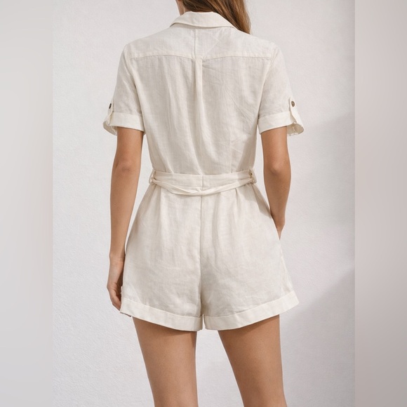 Linen Blend Button-Front Romper - Picture 6 of 7